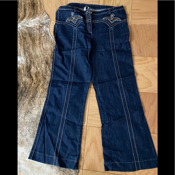 Escada Jeans sz 44 applications embroidery